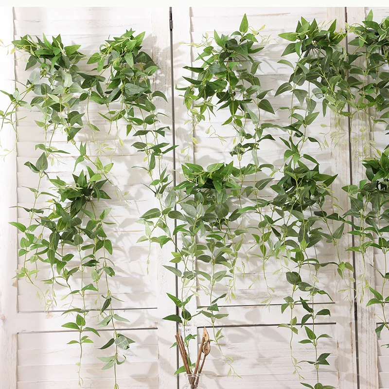 80 cm künstliche hängende Grünpflanzen – Clematisblätter für hängende Dekoration, fallende Blumensträuße & DIY