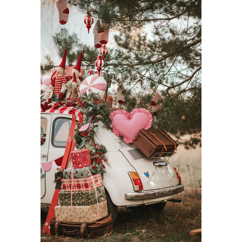 Herzkissen „Rot kariert“ Rotes Urlaubsgeschenk in Herzform, romantische Zimmerdekoration, stilvolle Bettwäsche, Geschenk für Sie, rustikale Weihnachtsdekoration