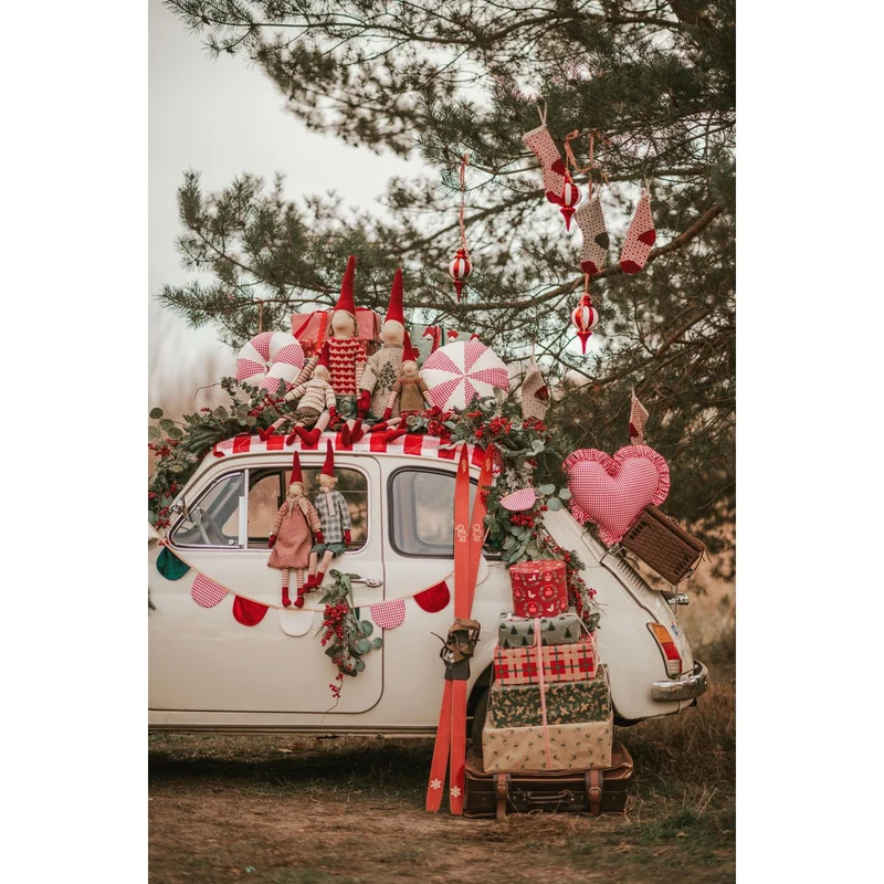 Herzkissen „Rot kariert“ Rotes Urlaubsgeschenk in Herzform, romantische Zimmerdekoration, stilvolle Bettwäsche, Geschenk für Sie, rustikale Weihnachtsdekoration