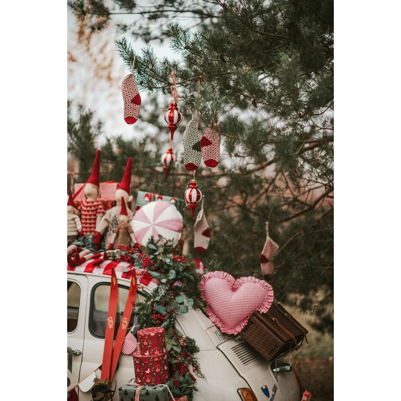 Herzkissen „Rot kariert“ Rotes Urlaubsgeschenk in Herzform, romantische Zimmerdekoration, stilvolle Bettwäsche, Geschenk für Sie, rustikale Weihnachtsdekoration