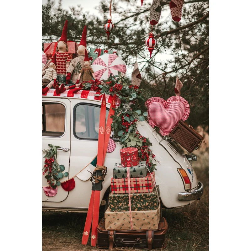 Herzkissen „Rot kariert“ Rotes Urlaubsgeschenk in Herzform, romantische Zimmerdekoration, stilvolle Bettwäsche, Geschenk für Sie, rustikale Weihnachtsdekoration