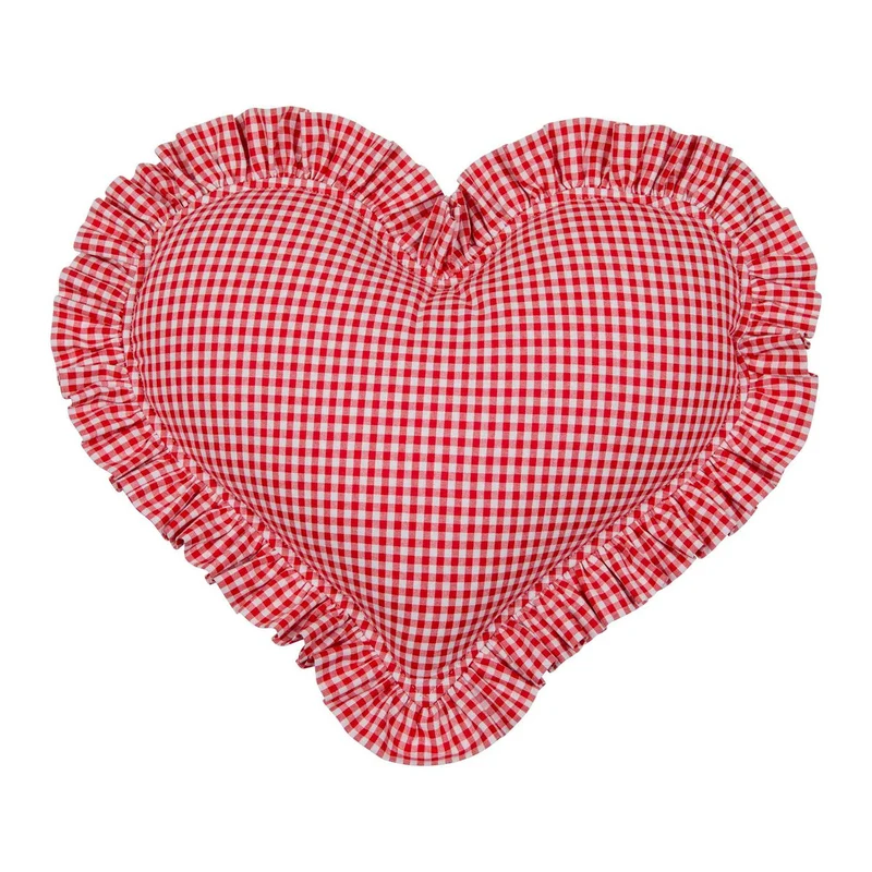 Herzkissen „Rot kariert“ Rotes Urlaubsgeschenk in Herzform, romantische Zimmerdekoration, stilvolle Bettwäsche, Geschenk für Sie, rustikale Weihnachtsdekoration
