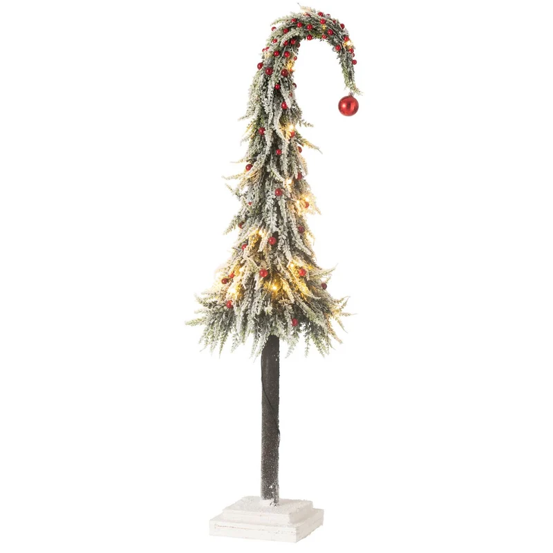 Weihnachtsbaumhut mit LED, Schnee, Grün/Rot, Groß