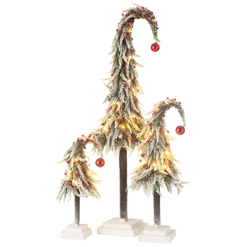 Weihnachtsbaumhut mit LED, Schnee, Grün/Rot, Groß