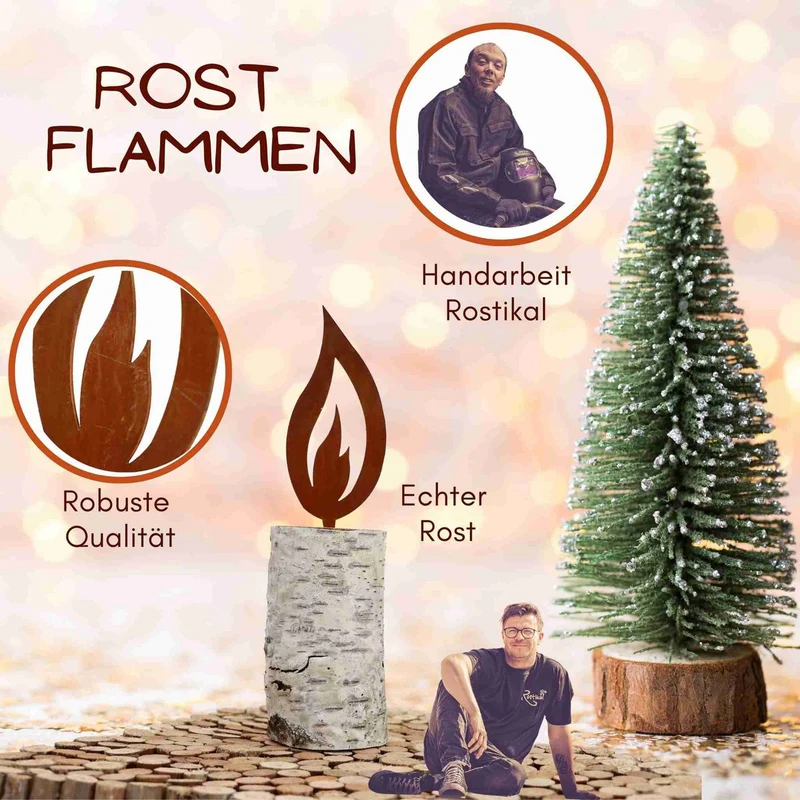 Edelrost-Flammen als Steckdeko