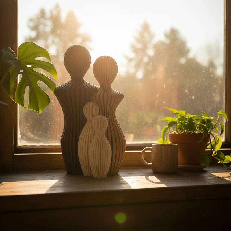 Familienfiguren-Skulptur fürs Regal