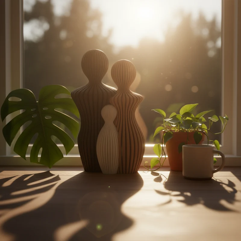 Familienfiguren-Skulptur fürs Regal