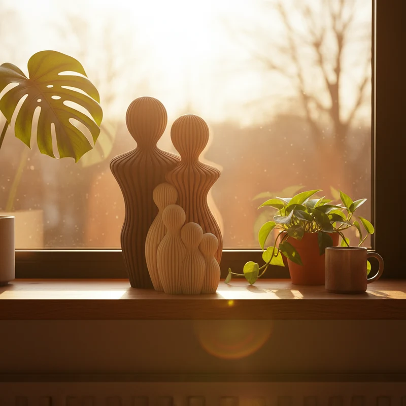 Familienfiguren-Skulptur fürs Regal