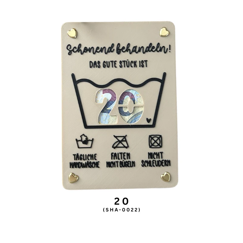 Geldgeschenkkarte zum Geburtstag mit Herzklammern