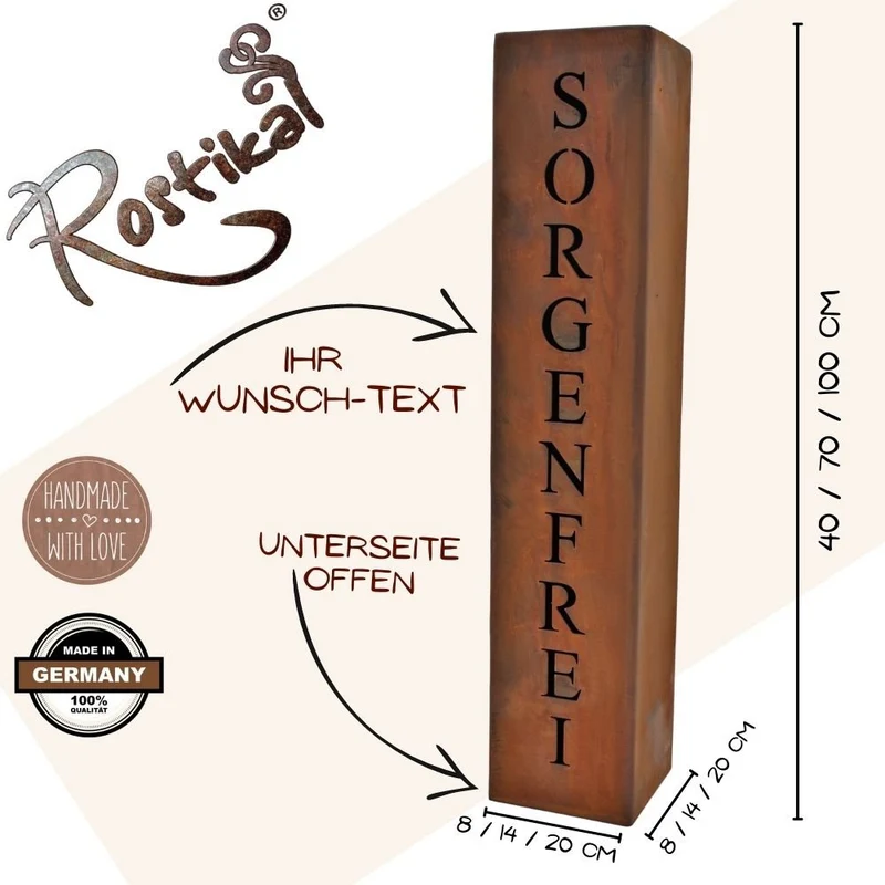 Personalisierte Geschenkideen, Dekosäule mit eigenen Namen von Rostikal - Personalisiert mit Ihrem Namen