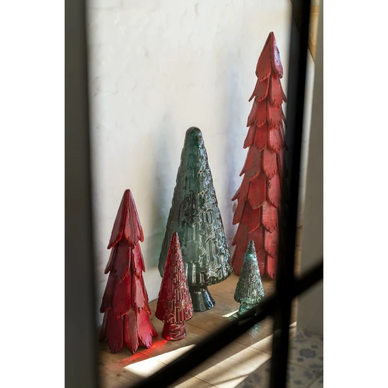 Weihnachtsbaum aus Holzschindeln, Rot, klein