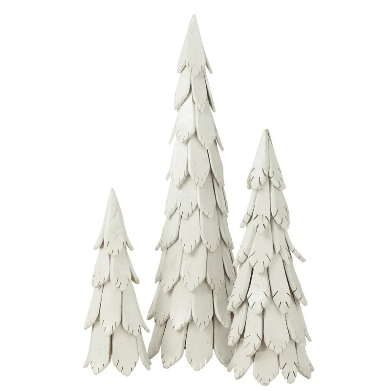 Weihnachtsbaum aus Holzschindeln, Weiß, groß