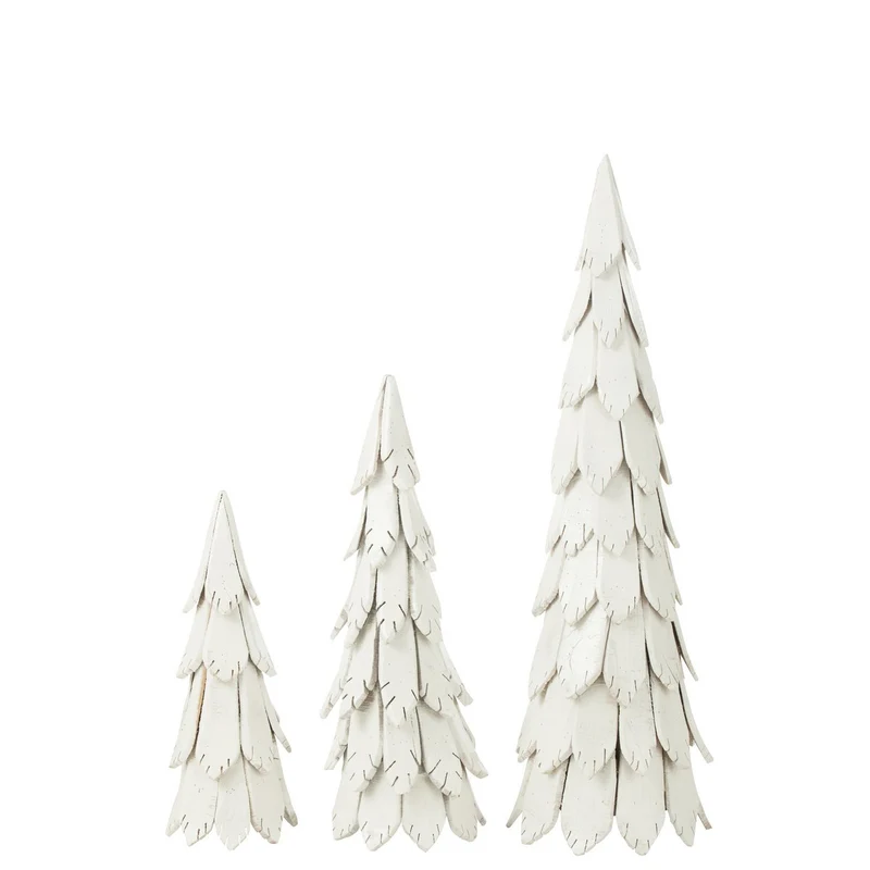 Weihnachtsbaum aus Holzschindeln, Weiß, groß