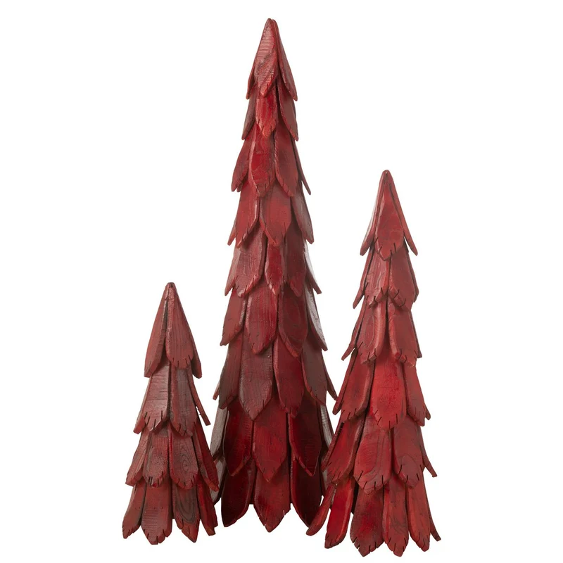 Weihnachtsbaum aus Holzschindeln, Rot, groß