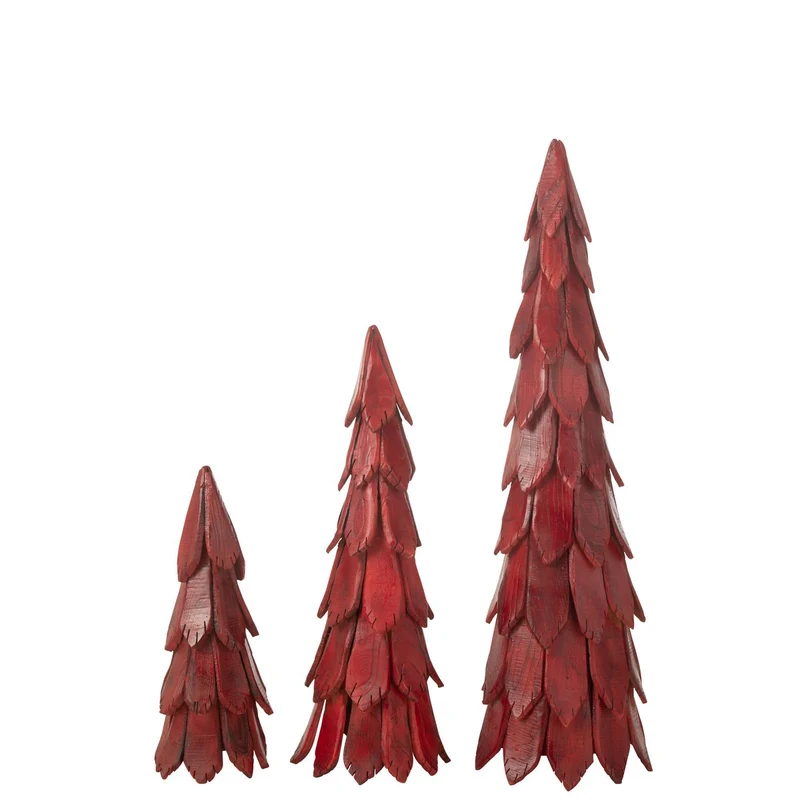 Weihnachtsbaum aus Holzschindeln, Rot, groß