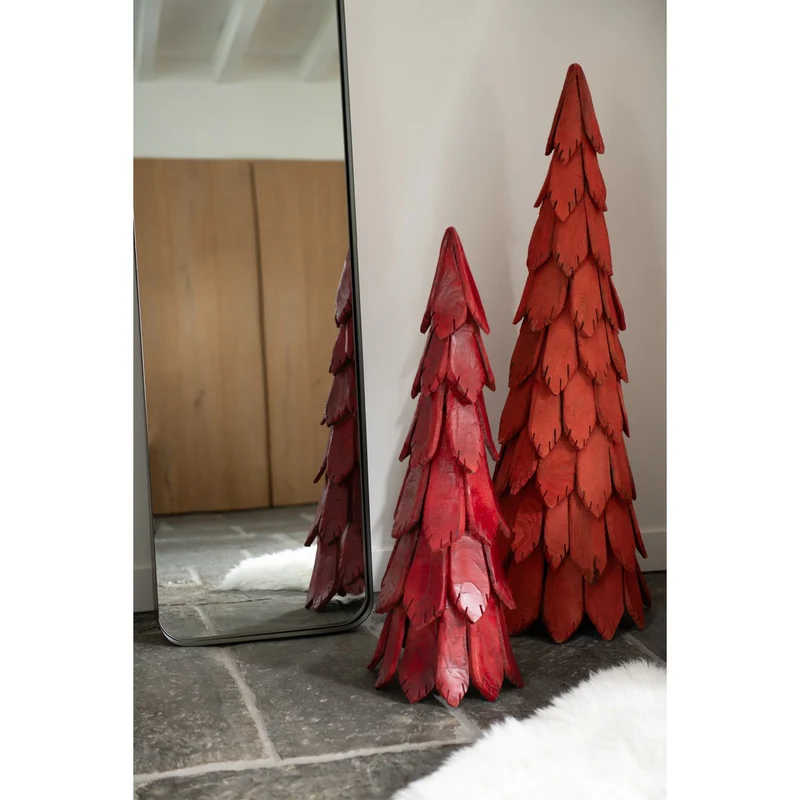 Weihnachtsbaum aus Holzschindeln, Rot, groß