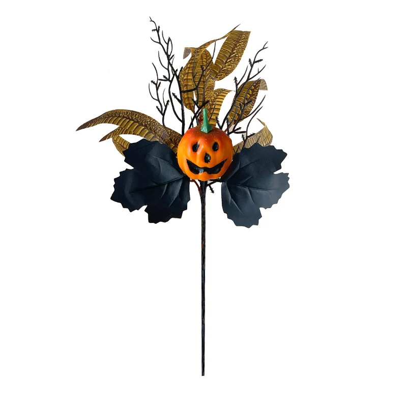 47 cm schwarzer Dekorations-Kürbis mit Rosen – für Halloween