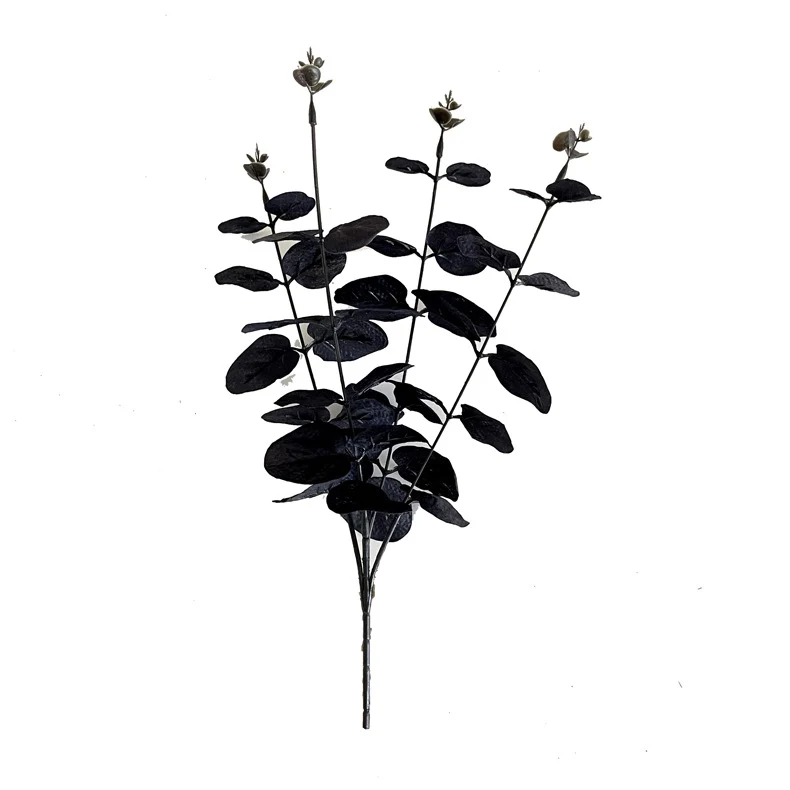 40 cm künstlicher Eukalyptusblätter-Busch, 4 Stängel für Halloween-Dekoration