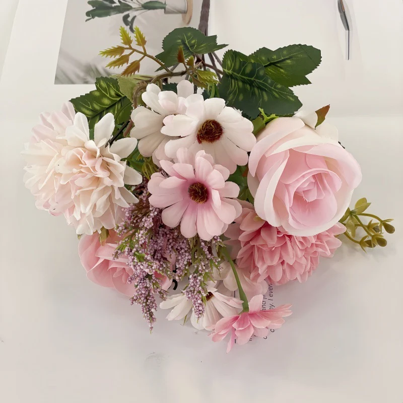 34 cm Künstliche Herbstblumen 2 Bündel Künstlich Herbststrauß Herbstblumen Wie Echt Kunstblumen Herbst Deko Seidenblumen Kunstblumenstrauß für Tischdeko Hochzeit Wohnzimmer Vase Herbst Dekoration