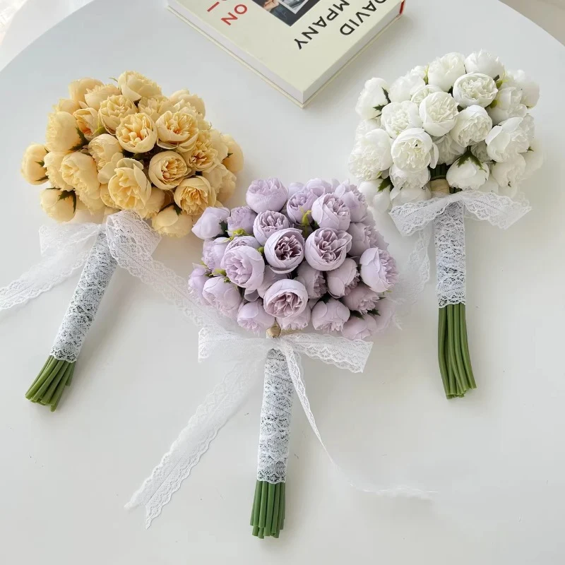 Großhandel 30cm Pfingstrosen-Bouquets mit Knospen-Stängeln Perfekt für Hochzeits-DIY-Projekte, Blumenarrangements