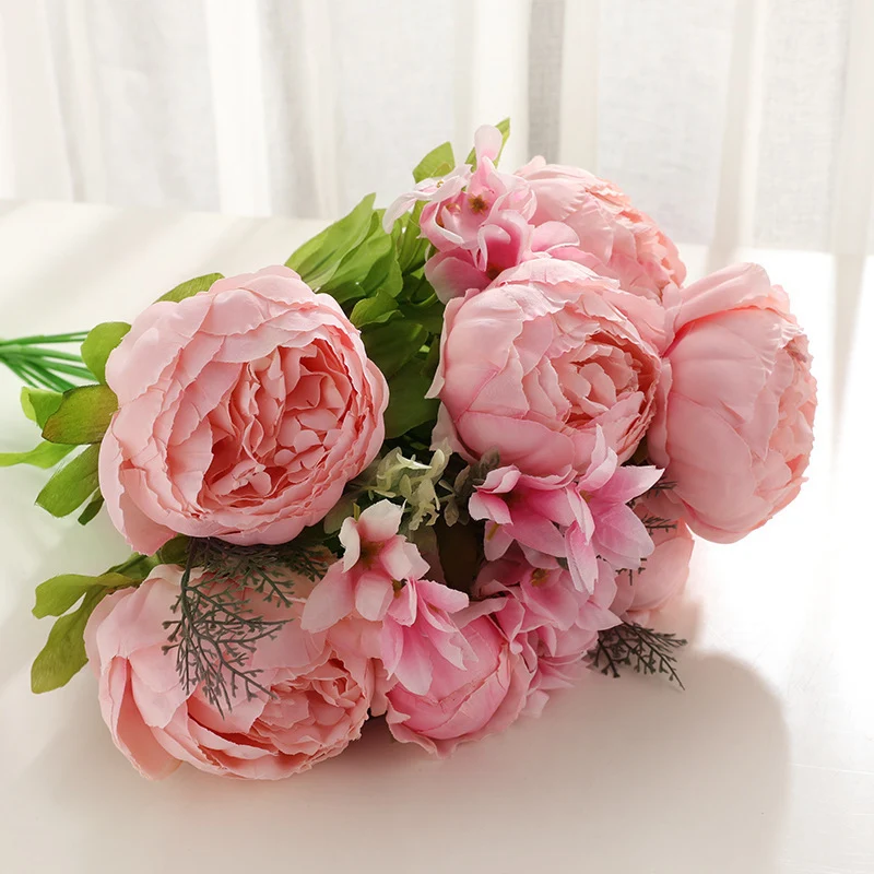 13 Stiele Pfingstrosen Kunstblumen, Dekoration für Hochzeit, Zuhause & Tischschmuck