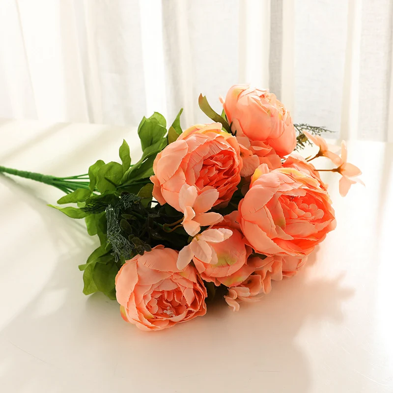 13 Stiele Pfingstrosen Kunstblumen, Dekoration für Hochzeit, Zuhause & Tischschmuck