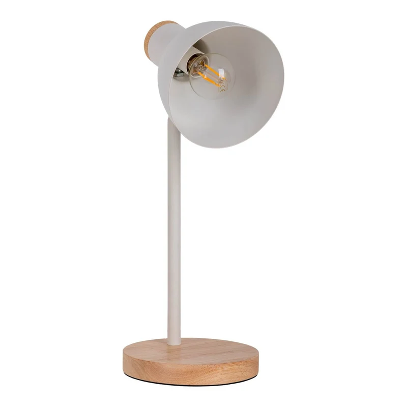 Schreibtischleuchte "MARIE" aus Metall und Holz, E14, Weiß, 36,5 cm hoch