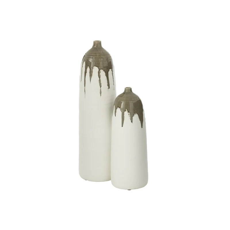 Vase Olea Bottle Olivgrün/Weiß Groß