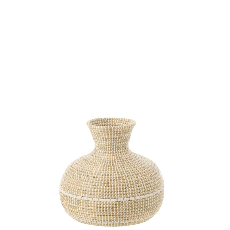 Vase Gewebtes Seegras/Kunststoff Natur/Weiß