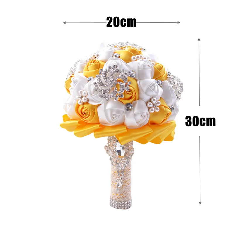 Künstlicher edler Satin-Rosen-Brautstrauß mit Perlen für Hochzeiten