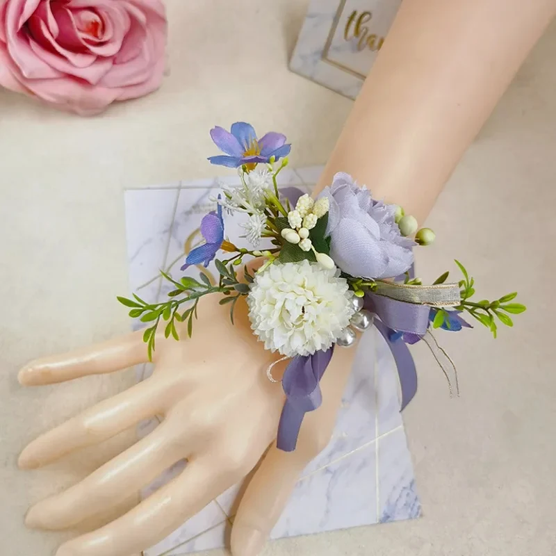 Künstliche Pfingstrose-Chrysanthemen-Corsage- und Boutonniere-Set für Hochzeiten