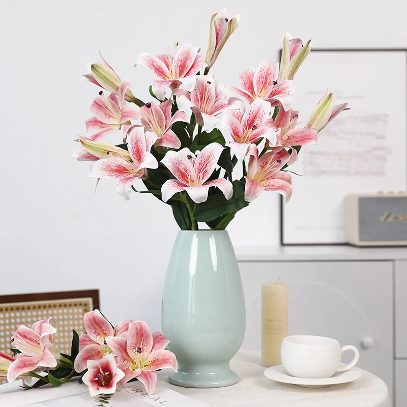 72 cm künstliche Tigerlilien mit echtem Touch – Blumenstrauß aus künstlichen Blumen, Tischzentren-Arrangements für Hochzeiten, zu Hause, Parties, Gärten und Büros als Dekoration
