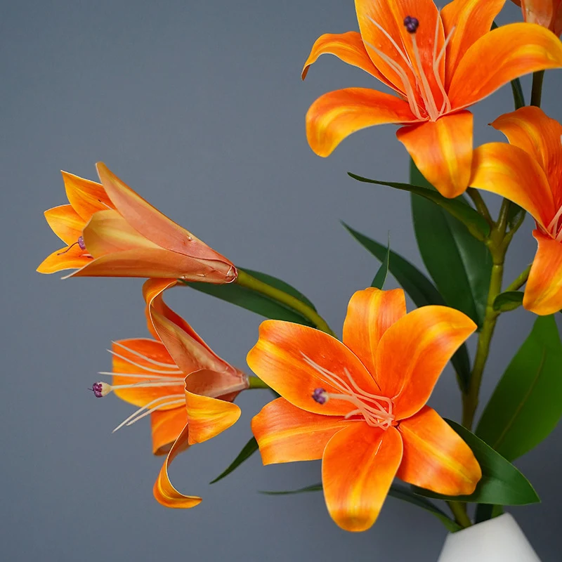 57 cm künstliche Tigerlilien mit echtem Touch – Blumenstrauß aus künstlichen Blumen, Tischzentren-Arrangements für Hochzeiten, zu Hause, Parties, Gärten und Büros als Dekoration