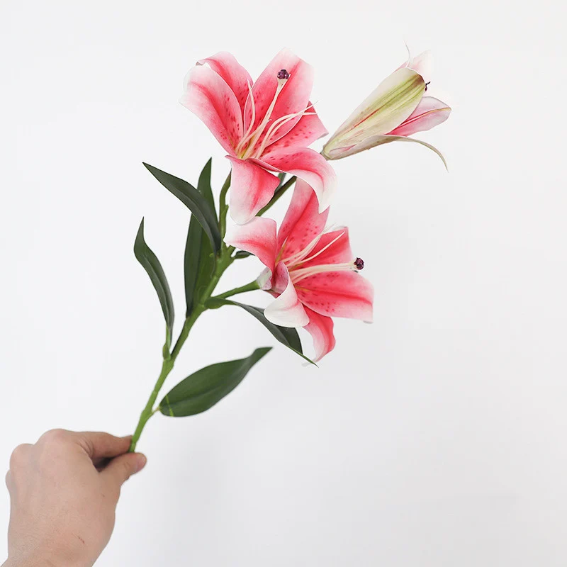 57 cm künstliche Tigerlilien mit echtem Touch – Blumenstrauß aus künstlichen Blumen, Tischzentren-Arrangements für Hochzeiten, zu Hause, Parties, Gärten und Büros als Dekoration