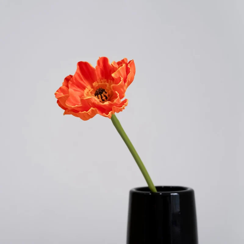 12 Stück 34 cm lange künstliche Mohnblumenstängel aus PU – mit echthaftem Touch