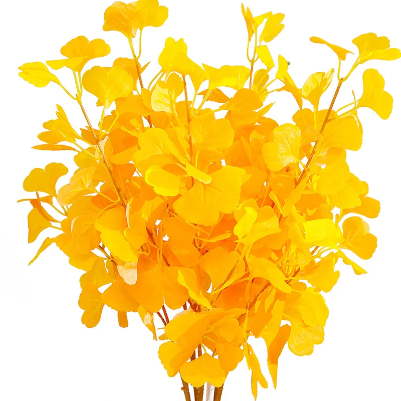 5 Stängel Künstliche Ginkgoblätter – Für Herbstdekoration & DIY Blumenarrangements