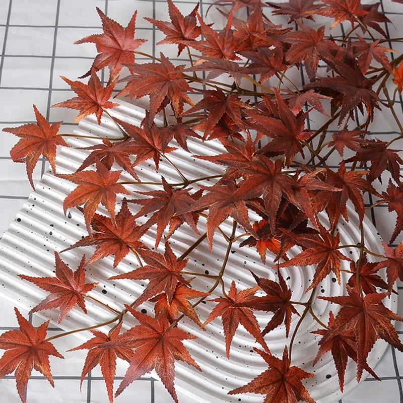 68 cm Künstliche Rote Ahornblätter Zweige – Für Herbstdekoration & DIY Blumenarrangements