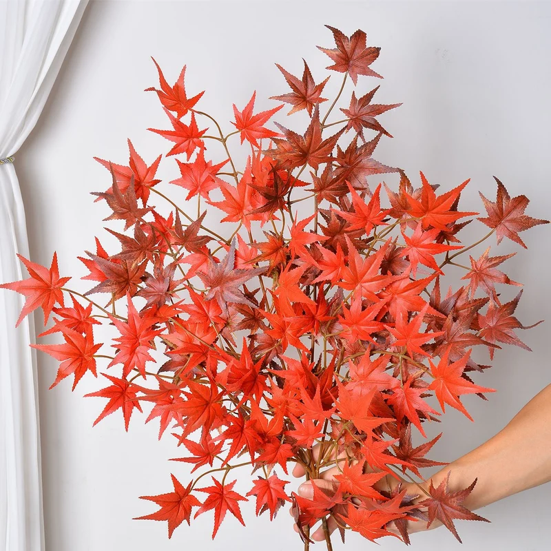 68 cm Künstliche Rote Ahornblätter Zweige – Für Herbstdekoration & DIY Blumenarrangements