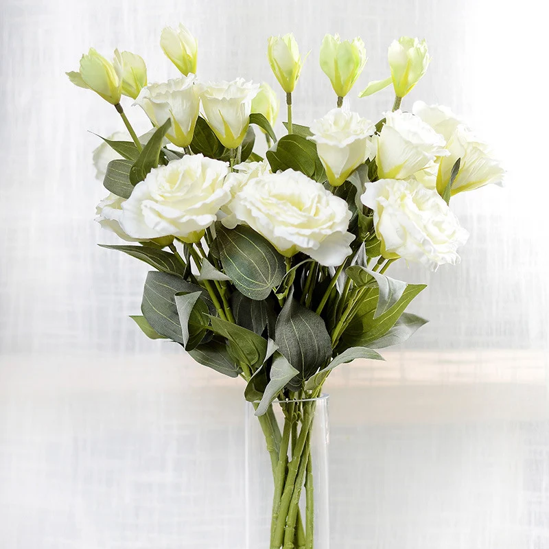 10 Stücke 70cm künstliche Eustoma-Blumen – Seidenblumen zur Heimdekoration