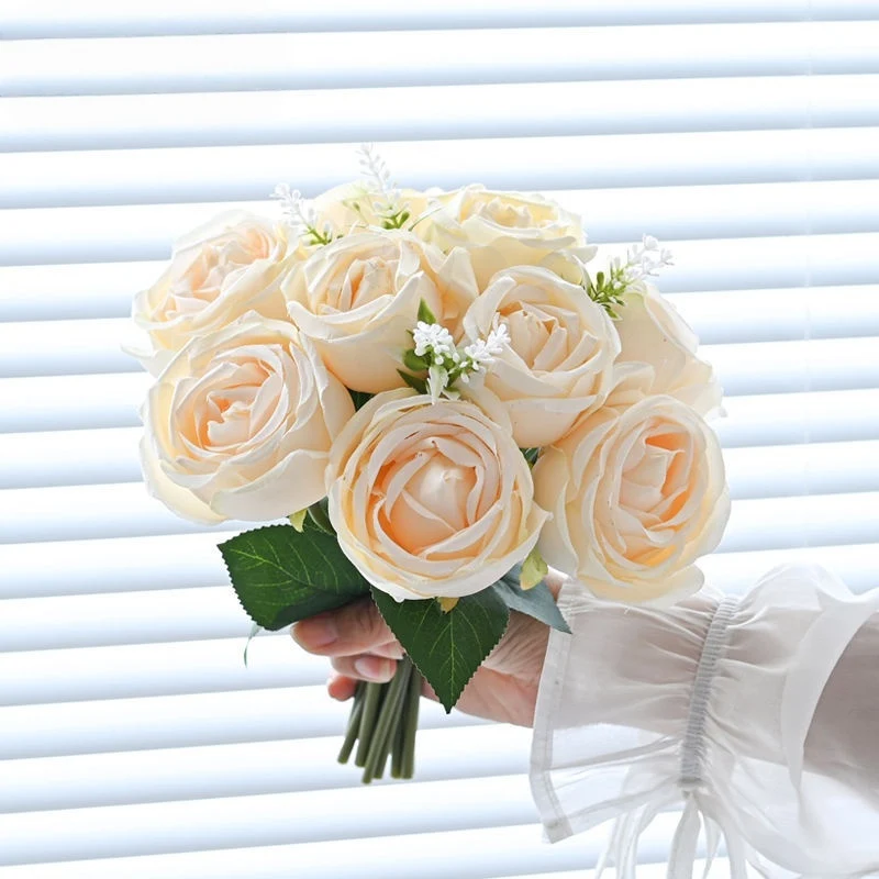 Großhandel: 26cm Kunst-Rosen-Bouquet, künstliches Blumenbündel für Hochzeiten, DIY-Hochzeitsdekoration