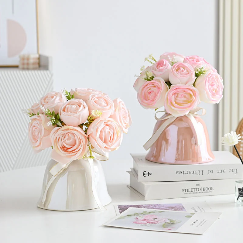 Großhandel: 26cm Kunst-Rosen-Bouquet, künstliches Blumenbündel für Hochzeiten, DIY-Hochzeitsdekoration