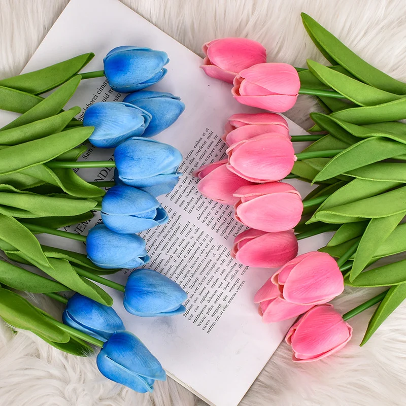 Großhandel: 10 Stück 34 cm kunstliche Tulpenstäbe, Blüten-Bouquet für Hochzeitsdekorationen