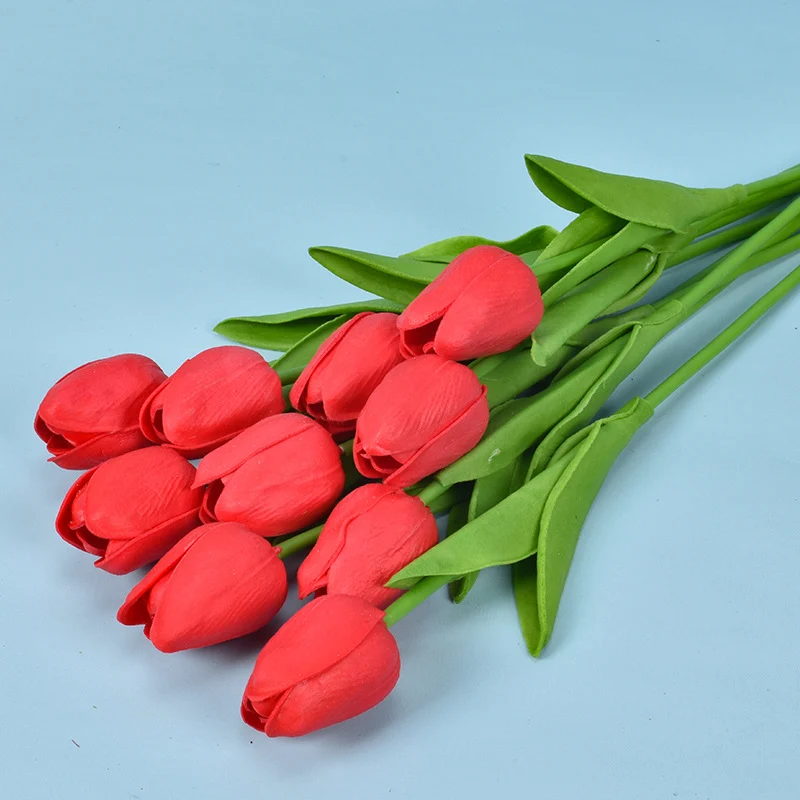 Großhandel: 10 Stück 34 cm kunstliche Tulpenstäbe, Blüten-Bouquet für Hochzeitsdekorationen