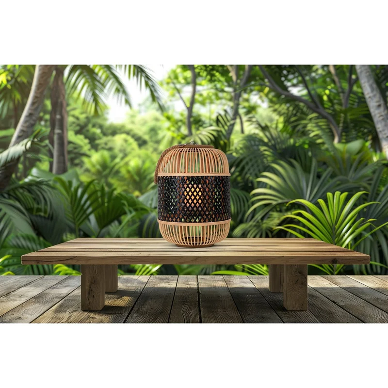 LED-Solarlaterne Korbinian aus Korbgeflecht, Höhe 38 cm