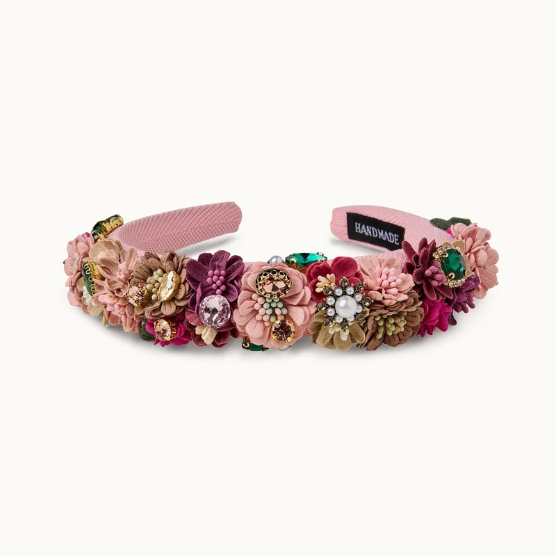 Handgemachter Blumen-Haarreif in Rosé