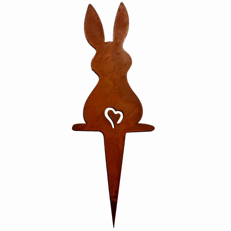 Osterdeko Gartenstecker „Hasenfamilie“ – Hasenfrau, Hasenmann und Hasenkind aus Edelrost