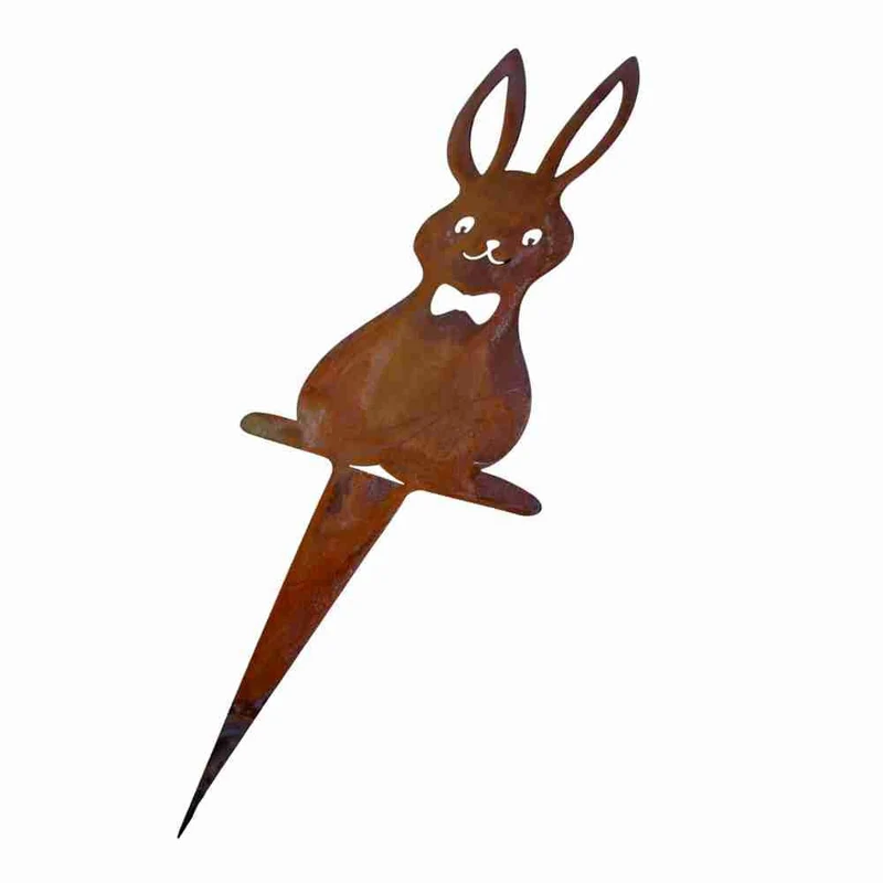 Osterdeko Gartenstecker „Hasenfamilie“ – Hasenfrau, Hasenmann und Hasenkind aus Edelrost