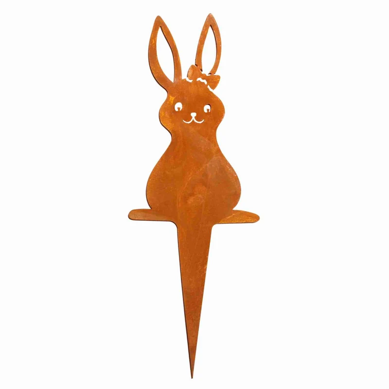 Osterdeko Gartenstecker „Hasenfamilie“ – Hasenfrau, Hasenmann und Hasenkind aus Edelrost