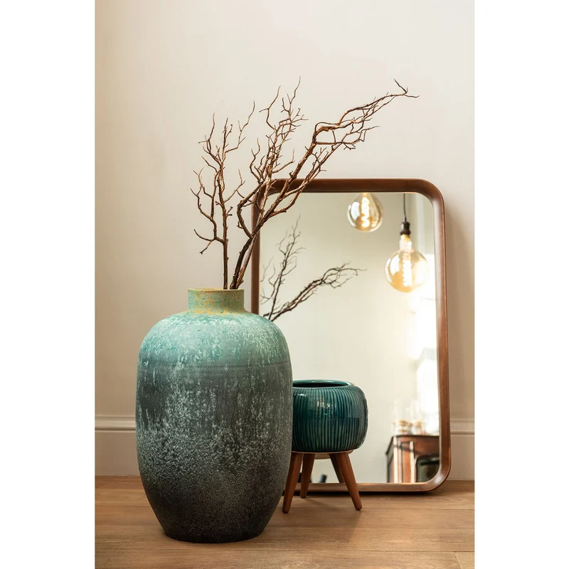 Vase Vintage Keramik Azurblau Klein