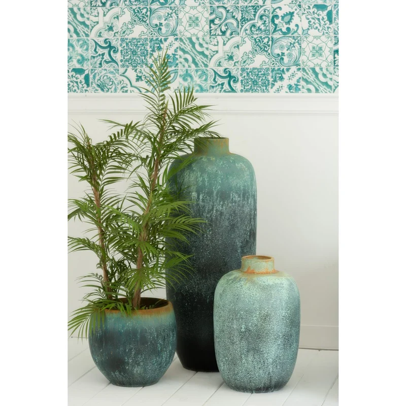 Vase Vintage Keramik Azurblau Klein